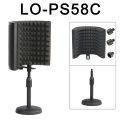 Mini 3 Panels Acoustics Microphone Isolation Shield Foam Wind Screen with Stand Plastic Portable Windscreen for Studio LO-PS58. 