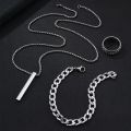 New 3pcs/set Mens Stainless Steel Glamour Bracelet Ring & Necklace Set for Men.