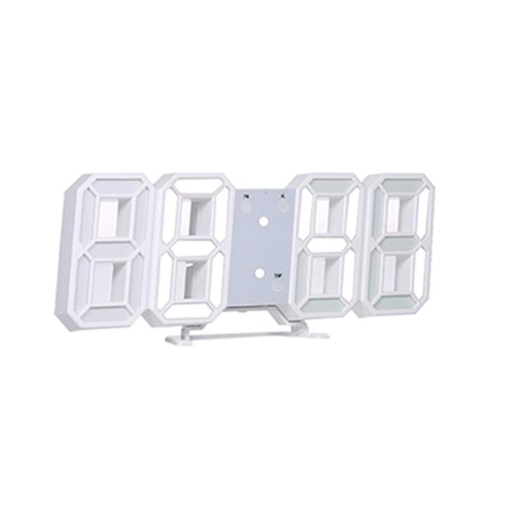 OIMG White Shell White Display 3D Led Digital Clock Electronic Table Clock Larm Clock Wall Glowing Hanging Clocks White Shell White Display