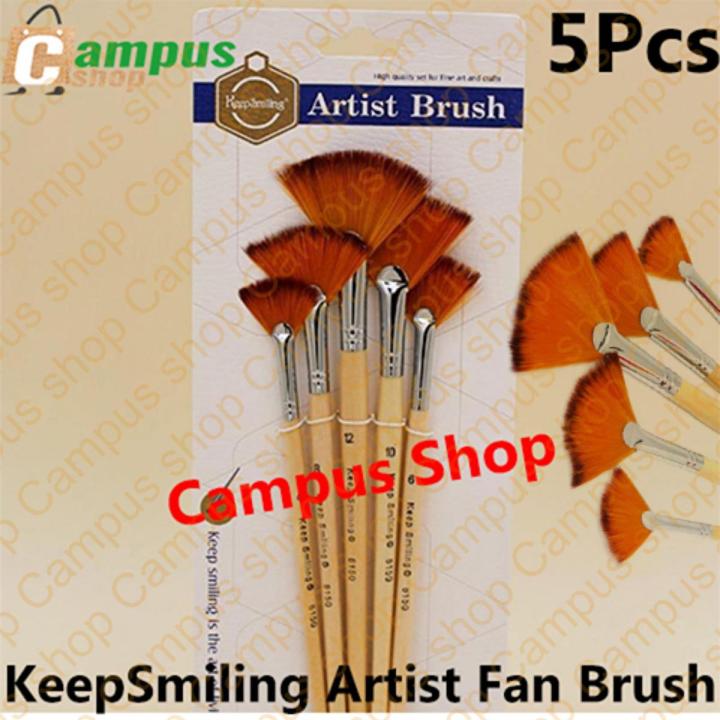 KeepSmiling Artist Brush Set Professional Fan Brush for Oil Color, Watercolor, Acrylic Color,(#8150) 5 Pcs