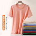 23New High-Grade Cotton Base Shirt Couple Short SleeveTT-shirt Men and Women round Neck Summer Solid Color Student Clothes. 