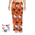 Halloween Sanrio Hello Kitty Pajama Pants Anime Fleece Double Elastic Fabric Soft Trousers Women Trousers Kawaii Birthday Gift. 