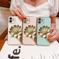 UCUC for OPPO Reno Z Back Cover + Free Lanyard Golden Lotus Luxury 6D Plating Case Side Pattern Soft Silicone Square Phone Cases.