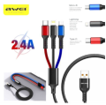 3 in 1 USB Charging Cable Fast Charger Cord Type C Micro USB iPhone High-Speed Data Transfer. 
