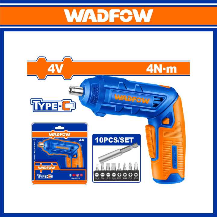 WADFOW Cordless Screwdriver,Rechargeable Power Drill Driver Set, 4N.m ...