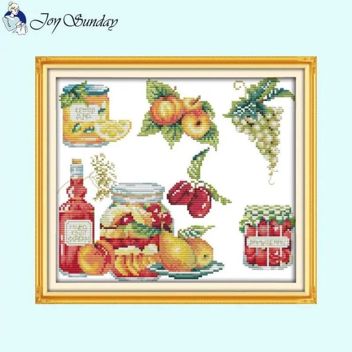 Jam Still Life Patterns Cross Stitch Kits Aida 14ct 16ct 11ct White Canvas Printed Embroidery Sewing Kit DIY Needlework Crafts