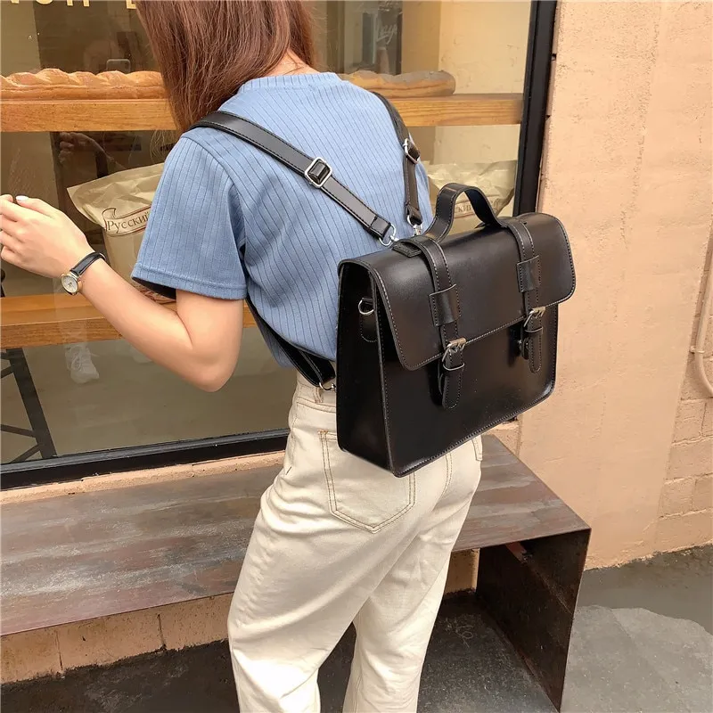 Korean Preppy Style Student School Bag Pu Leather Female Messenger Bags Vintage Multifunctional Women Shoulder Bag Ladies 2022 Daraz .bd