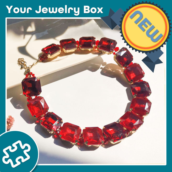 Her%20Lab%20Jewelry%20%7CA%20Square%20Red%20Cubic%20Zirconia%20Beads%207%20Inch%20-%20Image%202