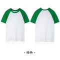 180G Combed Cotton Raglan Shoulder Color-Blocked Round Neck T-Shirt Sleeve Clothes Wholesale Class Clothes Couple Clothes Parent-Child Wear DIY Print. 