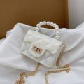 Mini Jelly Handbag with Pearl Handle - PU Leather Crossbody Bag for Women and Girls.