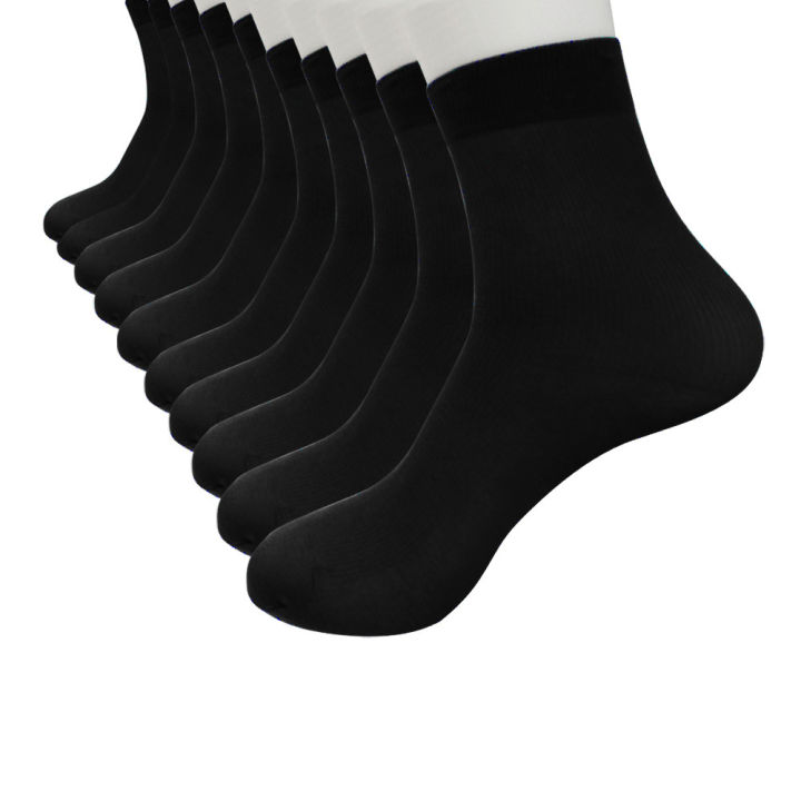 HoneyYami 10 Pairs Fiber Ultra-thin Elastic Silky Short Silk Stockings Men Socks Elastic Stockings Silky Fiber Ultra-thin Men Silk Short
