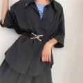 【beauty code store】2021 Designer luxury triangle elastic belt ladies decorative suit coat ladies waist dress black woman belt. 