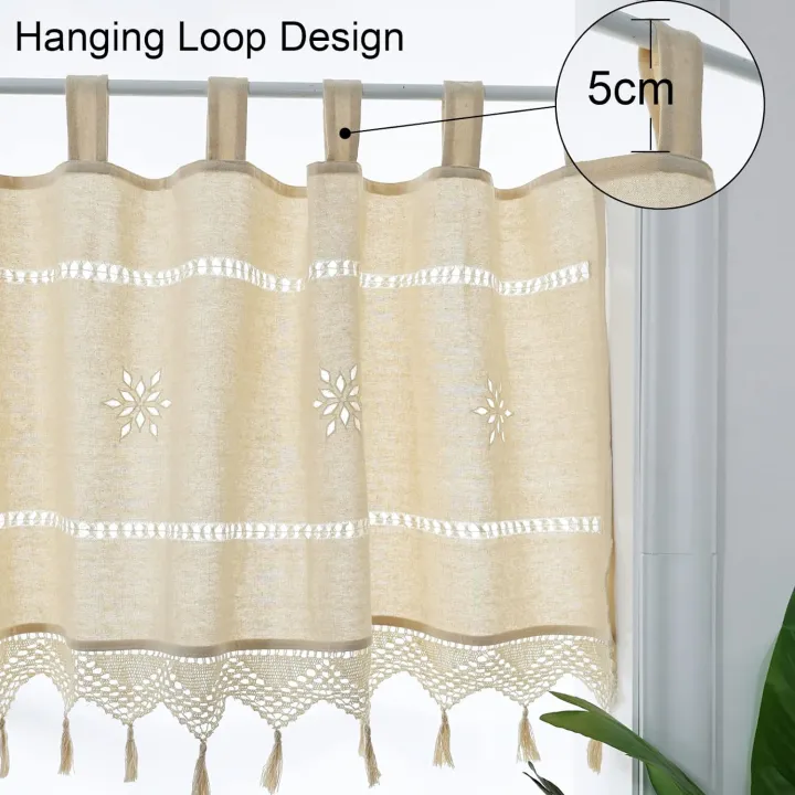 Rustic%20Cotton%20Linen%20Short%20Kitchen%20Curtain%20Handmade%20Hollow%20Flower%20Crochet%20Lace%20Tassel%20Half%20Window%20Curtain%20Valance%20Cabinet%20Cover%20-%20Image%204
