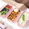 Triple Layered Bento Style Box Eco-Friendly Lunch Box With Cutlery Kids & Adults Wheat Straw Dinnerware Food Storage Container. 