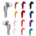Men's Silky Durags Bandanas Turban Hat Wigs Women Satin Durag Biker Headwear Headband Extra Long Tail Straps Hair Accessories. 