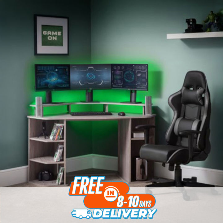 Multiple Computer Gaming Table Recoil Quartz Corner Computer Gaming Table, YouTube Work Station Corner ...