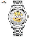 TEVISE T9005A Automatic Skeleton Diamond Scale Luminous Men Mechanical Watch - Silver. 