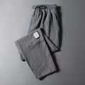 Men Linen Cropped Pants Summer Thin Breathable Straight High Waist Casual Cropped Pants. 