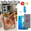 Colorful Casing For OnePlus Nord CE4 Lite 5G 2024 Shockproof Silicone Phone Case 3 in 1 Camera Lens Glass Screen Protector Film.