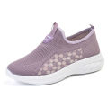 2024 spring new women's shoes light soft soles casual single shoes one foot slip shoes for middle-aged and elderly mothers comfortable walking shoes. 