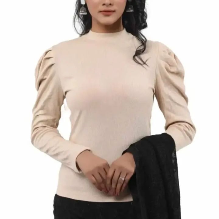 Ladies Long Sleeve Crop Top Long Body Top