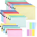 20 Pack Document Bags Plastic Document Bag A4+A5+A6, File Folder Plastic Zip Pocket Zipper Pocket Mesh Pouch with Zipper (4 Colors).