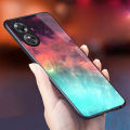 for OPPO A17 Case Starry Sky Phone Back Hard Glass Cover. 