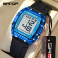 SANDA Solid Color Transparent Dial Multifunctional Timing Watch Outdoor Waterproof Night Light Men's Watch SD2175-6. 