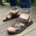 New arrivel noble Men's Sandals Non-slip Genuine Leather Sandals Soft Slippers Flat For Mens Casual Shoes Sandalias MSA516. 