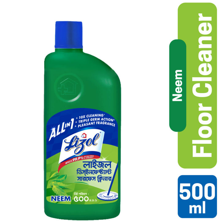 Lizol Disinfectant Floor & Surface Cleaner 500ml Neem, Kills 99.9% Germs