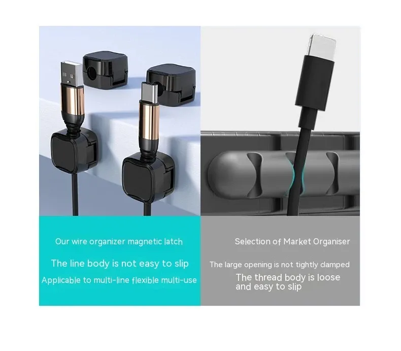 Magnetic Cable Clips, 6 Pack Cable Organizer Holder, White Charging Cable Holder , Self Adhesive Cable Management, Cell Phone USB Charger Holder For Home, Office, Car
