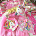 Pink Rainbow Unicorn Party Supplies Banner Paper Plates Balloons Napkin Gift Bag Wrapper Baby Shower Kids Birthday Decorations.