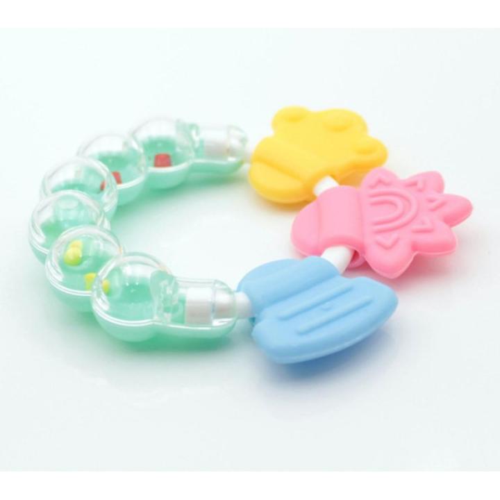 Baby Hand Bell Silicone Teether - Turquoise 1pcs