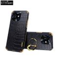 Phone case Tecno POP 8Pro Soft Case Crocodile Pattern Texture Leather Handphone Shockproof adsorb Ring Back cover Tecno POP 8 Pro case.