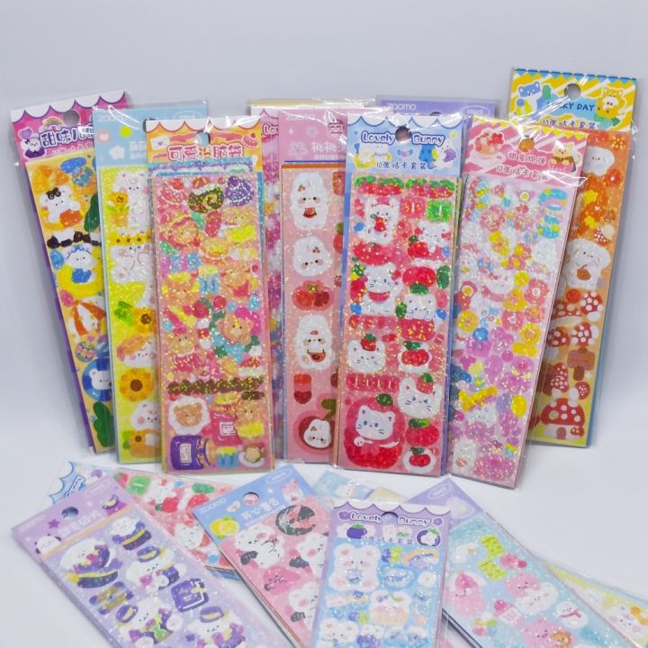 10 - 100PCS Cute Sparkle Polco Deco Sticker Pack - Korean Kawaii Glitter Sticker Seal for Toploaders, Polaroids Photocard
