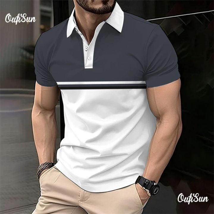 2024%20New%20Men's%20Polo%20Shirt%20Stripes%20Short%20Sleeve%20T-Shirts%20Casual%20Business%20Button%20Top%20Tees%20Summer%20Polo%20Shirts%20High%20Quality%20Clothes%20-%20Image%205