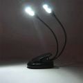 Dual Flexible Double Flex Goosenecks 4 LEDs Piano Music Stand Book Lights Reading Lamp Clip-on Table Desk Lamp USB/AAA Operated.