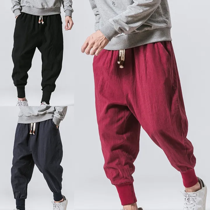 Harem%20Pants%20Baggy%20Drawstring%20Men%20Drop-crotch%20Pockets%20Trousers%20for%20Daily%20Wear%20-%20Image%203