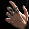 Crafted Goth Punk Rings Fashion Accessory Exaggerated Retro Rings Hollow Brain Motif 6-Piece Set for Men's Fashion Street. 