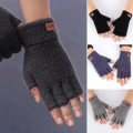 1 Pair Winter Fingerless Gloves For Men (Free Size) Warm Wool Gloves for Men Driving Bike Cycle Sports Half Finger Touchscreen Thick Elastic Gloves. 