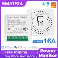 SMATRUL - Wifi MiNi light switch - 16A with Power Monitor - Light Breaker Module - Voice Relay Controller - for Tuya Google Home Alexa. 