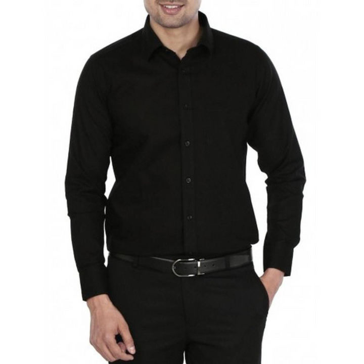 Black Cotton Formal Shirt For Men
