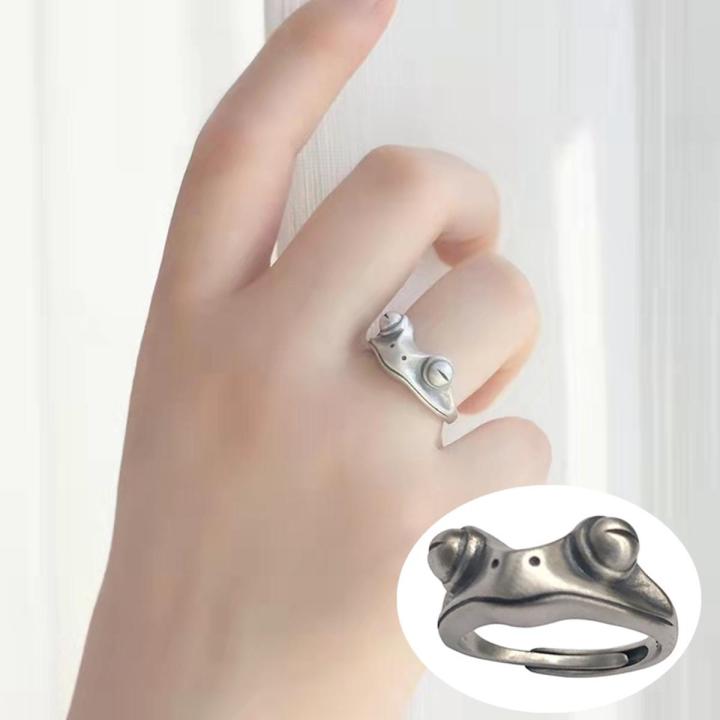 Cute Frog Ring for Artistic Design Opening Adjustable Couple Statement Rings Vintage Jewelry Gift