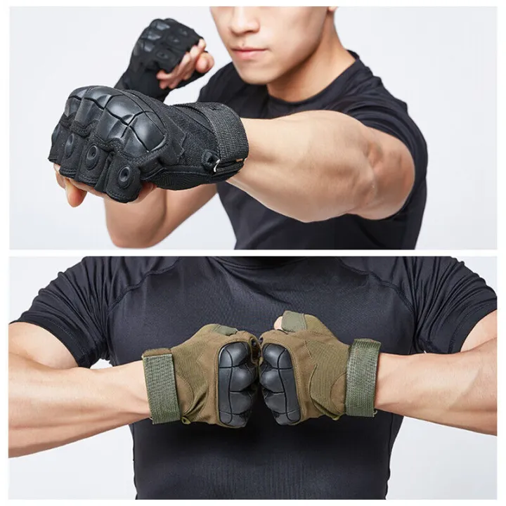 Motorcycle%20Military%20Grade%20Half%20Finger%20Army%20Green/Black%20-%20Hand%20Gloves%20For%20Bike%20-%20Image%202
