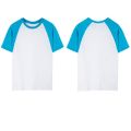 180G Combed Cotton Raglan Shoulder Color-Blocked Round Neck T-Shirt Sleeve Clothes Wholesale Class Clothes Couple Clothes Parent-Child Wear DIY Print. 