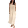 Chic Side Split: Casual Cotton Crepe Sundress for Warm Weather Adventures.