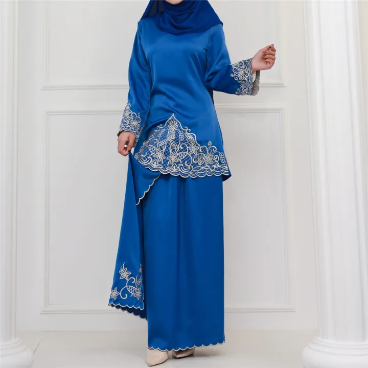 Women%20Spring%20Embroidery%20Muslim%20Sets%20Long%20Sleeve%20Turkish%20Tops%20Skirts%20Abaya%20Solid%20Islamic%20Clothing%202PCS%20Baju%20Kurung%20Malaysia%20Set%20-%20Image%204