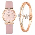 【3C VictoryEagle】Women Watch PU Belt Exquisite Arabic Numeral Ladies Quartz Watch Bracelet Set. 