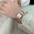 Inspired by CN high quality New Square Stainless Steel Analog Watch For Women Silver-gold-With Smart Box.