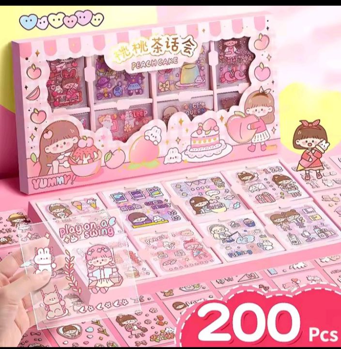 Cute Girl Theme Kawaii Stickers 200 Sheets Cute Washi Stickers for Project(200 Sheets)